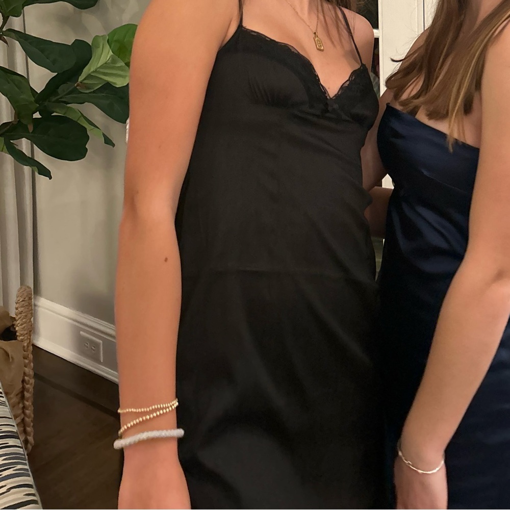 Black Satin Princess Polly Mini Dress
